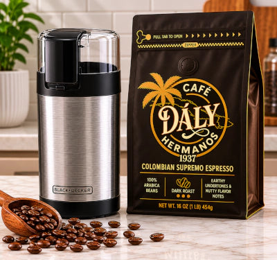 BLACK+DECKER One Touch Coffee Grinder, 2/3 Cup Coffee Bean Capacity, One Touch Push-Button Control - 150 Watts - Stainless Steel Blades (coffee not included)